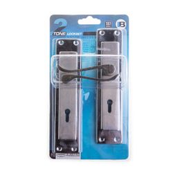 L&b Lockset Decorative 2tone 3 Lever Satin Nickel / Chrome Plated Scroll 8 Inch