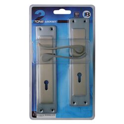 L&b Lockset Decorative 2tone 3 Lever Satin Nickel / Chrome Plated Scroll 8 Inch