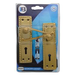 L&b Lockset Decorative Georgian 3 Lever Brass Plated Scroll 6 Inch