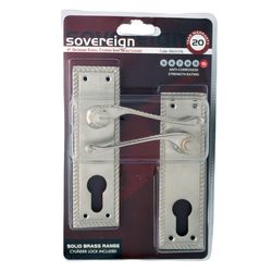 L&b Lockset Decorative Georgian Cylinder Solid Brass Satin Nickel Scroll 6 Inch