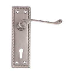 L&b Handle Decorative Georgian Key Solid Brass Satin Nickel Scroll 6 Inch