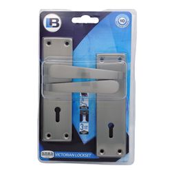 L&b Lockset Decorative Victorian 3 Lever Satin Nickel Plated Straight 6 Inch