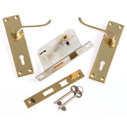 L&b Lockset Decorative Victorian 3 Lever Solid Brass Scroll 6 Inch