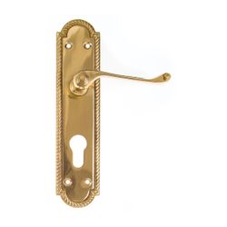 L&b Lockset Decorative Georgian Cylinder Brass Plated Scroll 8 Inch