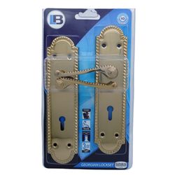 L&b Lockset Decorative Georgian 3 Lever Brass Plated Scroll 8 Inch