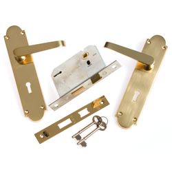 L&b Lockset Decorative Victorian 3 Lever Solid Brass Straight 8 Inch
