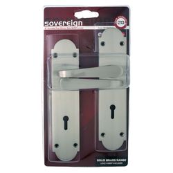 L&b Lockset Decorative Victorian 3 Lever Solid Brass Satin Nickel Straight 8 Inch