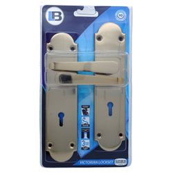 L&b Lockset Decorative Victorian 3 Lever Brass Plated Straight 8 Inch