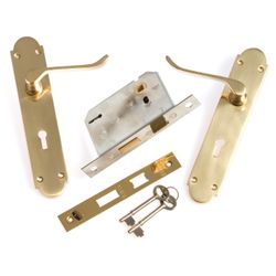 L&b Lockset Decorative Victorian 3 Lever Solid Brass Scroll 8 Inch