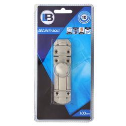 L&b Ironmongery Security Bolt Solid Brass Satin Nickel Blister 100mm