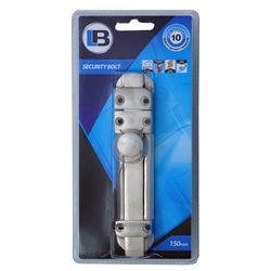 L&b Ironmongery Security Bolt Solid Brass Satin Nickel Blister 150mm