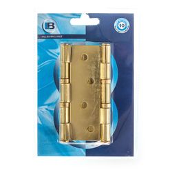 L&b Ironmongery Hinge Ball Bearing Brass Plated Blister 100x75x2mm