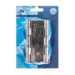 L&b Ironmongery Hinge Ball Bearing Chrome Plated Blister 100x75x2mm