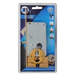 L&b Lock Sliding Hook Cylinder Brass Plated Blister 40mm