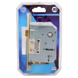 L&b Lock Mortise Aztec 2 Lever Brass Plated Blister Sabs