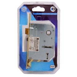 L&b Lock Mortise Aztec 3 Lever Brass Plated Blister Sabs