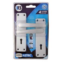 L&b Lockset Mortise Aztec 4 Lever Aluminium Sabs