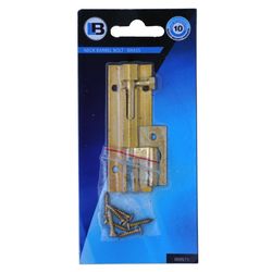 L&b Ironmongery Barrel Bolt Necked Brass 75mm