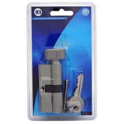 L&b Lock Cylinderinder Euro Profile Thumbturn Solid Brass Satin Nickel Blister 60mm