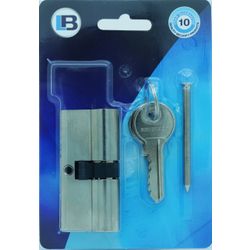 L&b Lock Cylinderinder Euro Profile Solid Brass Satin Nickel Blister 65mm