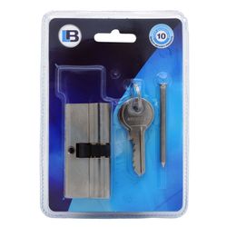 L&b Lock Cylinderinder Euro Profile Solid Brass Satin Nickel Blister 65mm