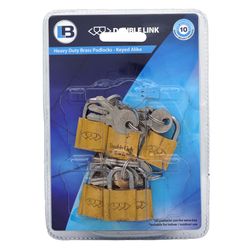 L&b Padlock Double Link Keyed Alike Brass Six 20mm