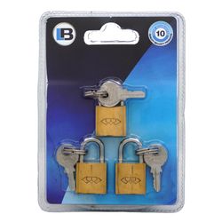 L&b Padlock Double Link Keyed Alike Brass Trio 20mm