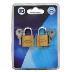 L&b Padlock Double Link Keyed Alike Brass Duo 25mm