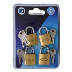 L&b Padlock Double Link Keyed Alike Brass Quad 25mm