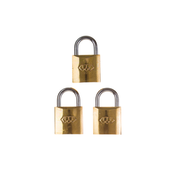 L&b Padlock Double Link Keyed Alike Brass Trio 25mm
