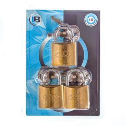 L&b Padlock Double Link Keyed Alike Brass Trio 32mm