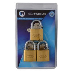 L&b Padlock Double Link Keyed Alike Brass Trio 38mm