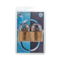 L&b Padlock Double Link Keyed Alike Brass Duo 50mm