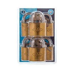 L&b Padlock Double Link Keyed Alike Brass Six 50mm