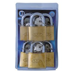 L&b Padlock Double Link Keyed Alike Brass Six 50mm