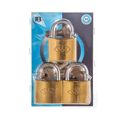 L&b Padlock Double Link Keyed Alike Brass Trio 50mm