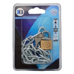 L&b Padlock With Chain 4mmx500mm Brass 25mm