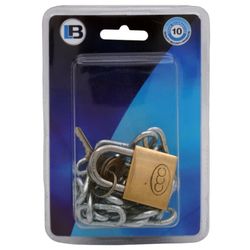 L&b Padlock With Chain 4mmx500mm Brass 32mm