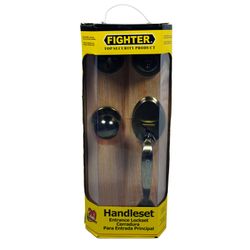 L&b Lockset Fighter Long Handle With Lock Antique Brass