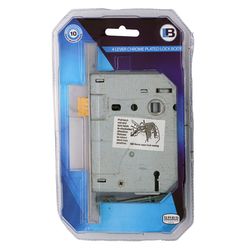 L&b Lock Mortise Aztec 4 Lever Chrome Plated Blister 15mm