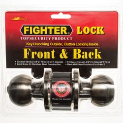 L&b Lock Fighter Knoblock Round Antique Brass