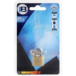 L&b Padlock Standard Brass 20mm