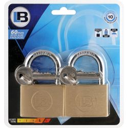 L&b Padlock Keyed Alike Brass Duo 20mm