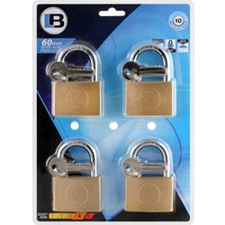 L&b Padlock Keyed Alike Brass Quad 20mm