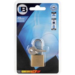 L&b Padlock Long Shackle Brass 25mm