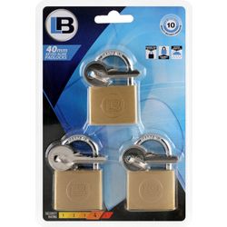 L&b Padlock Keyed Alike Brass Trio 30mm