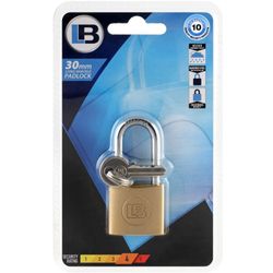 L&b Padlock Long Shackle Brass 30mm