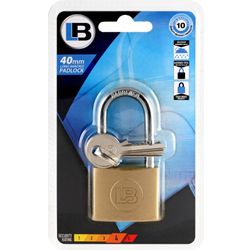 L&b Padlock Long Shackle Brass 40mm