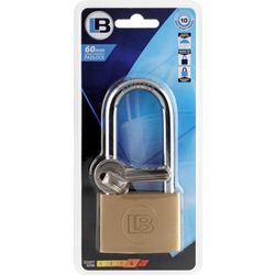 L&b Padlock Long Shackle Brass 60mm