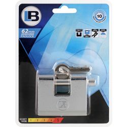L&b Padlock Armoured Steel Rectangular 62mm